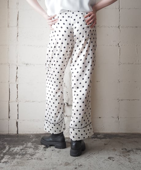 Dot Satin Wide Pants WHBK
