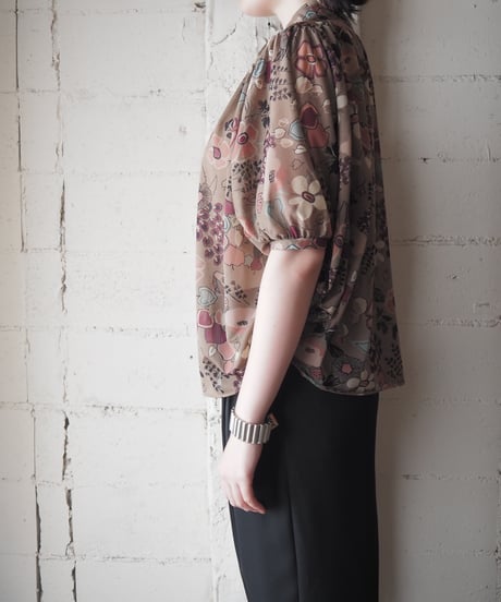 Dolman Sleeve Flower Pattern Blouse BR