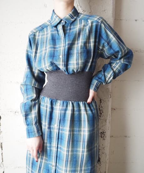 Remake L.L.Bean Plaid Docking Dress BL GR