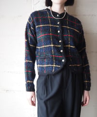 Tartan Plaid Knit Cardigan BKGN