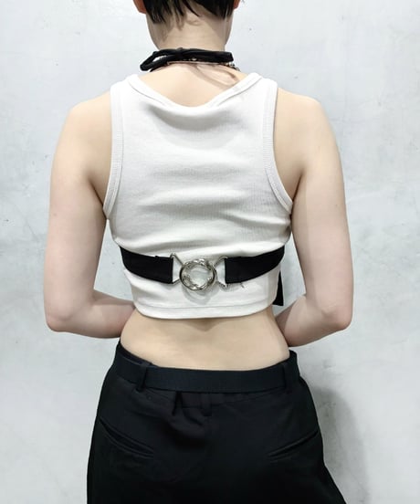Metal Ring Halter Neck Top BK SV