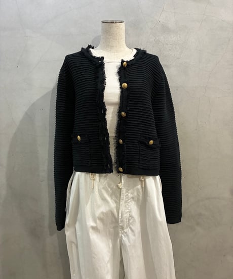 J.CREW Fringe Trim Collarless Jacket BK