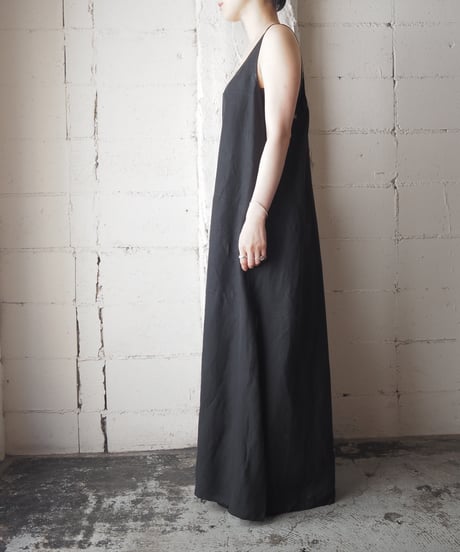Front Button Racer Back Sleeveless Linen Dress BK