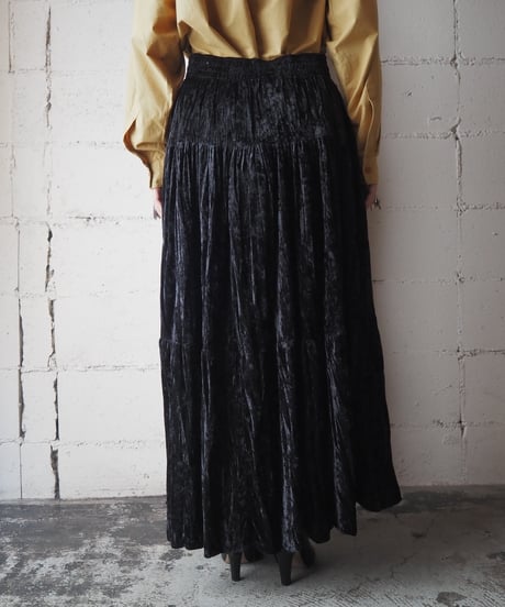 Made in USA Crushed Velvet Tiered Skirt BK