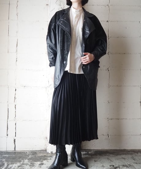 G-Ⅲ Botanical Print Asymmetric Design Leather Jacket BK