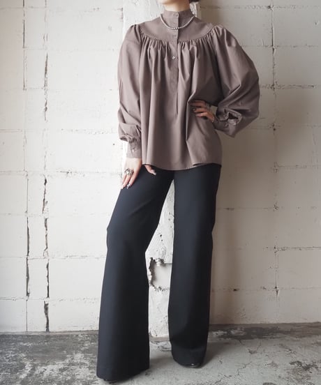 Liz Claiborne Stand Collar Gather Blouse BR