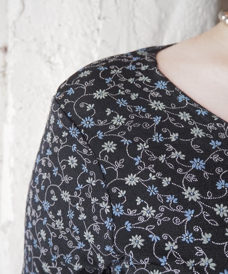 Flower Pattern Short Sleeve Easy Dress BK LGN LBL