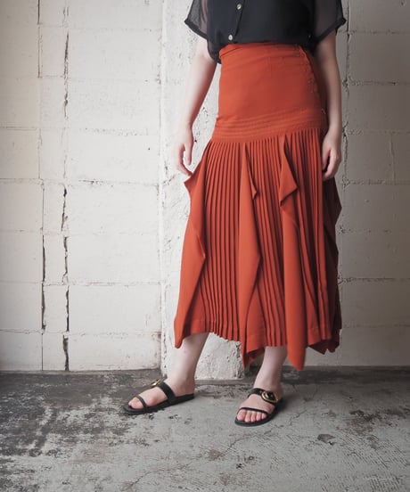 1980's Italy 3D Gusset Pleated Skirt OR