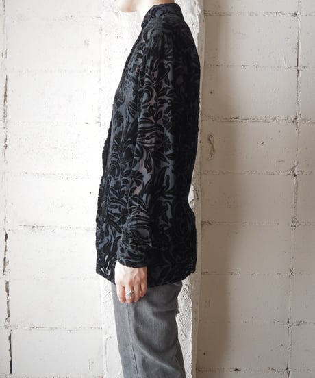 Botanical Pattern Opal Velour Shirt BK