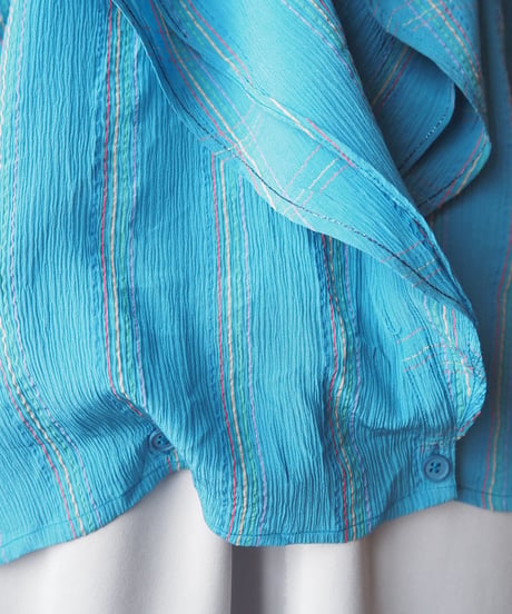GIANNI VERSACE Ruffle Collar Stripe Blouse LBL