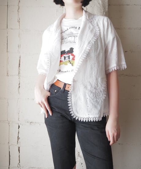 1970-80's Cutwork Lace S/S Jacket WH