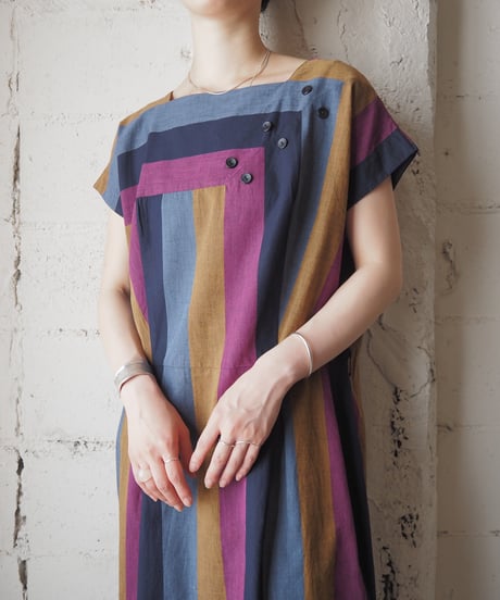 1970-80's Nancy Wayne Stripe Dress PURNVGR