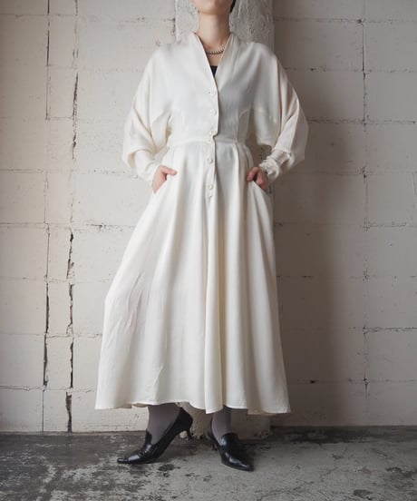 rabbit rabbit rabbit Dolman Sleeve Collarless Rayon Dress IV