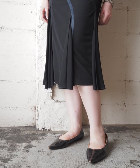 Satin Ribbon Line Gasset Mermaid Skirt BK