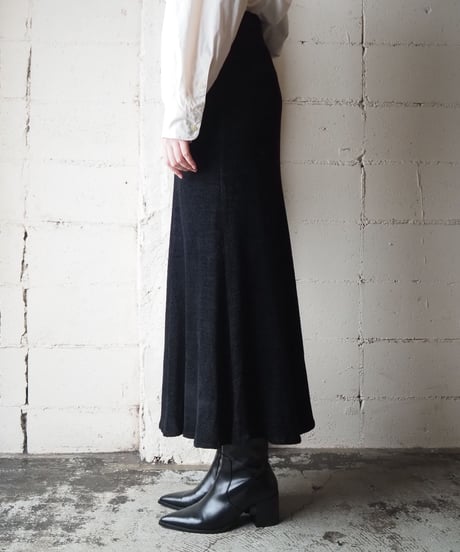 Made in USA Velour Flared Long Skirt BK