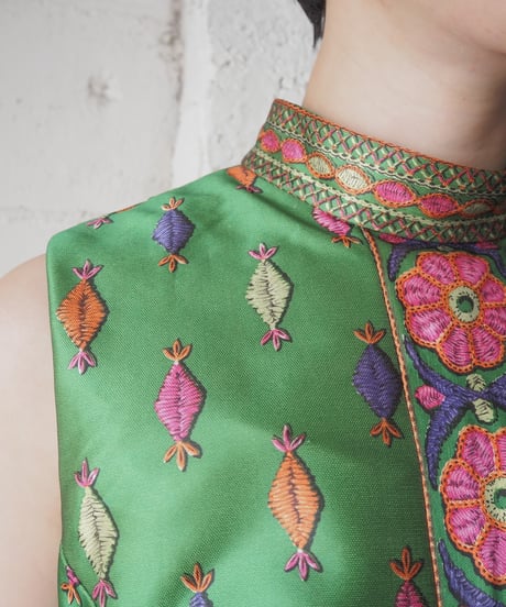 1970's Emilio Borghese Pattern Sleeveless Maxi Dress YGN