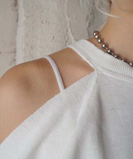 Remake 1980's Shoulder Open Short Sleeve Sweatshirt WH