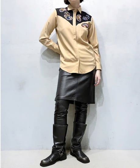 MSGM Beads Embroidery Western Shirt BEBK