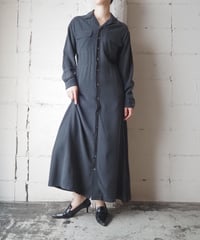BUCK MASON Open Collar Rayon Shirt Dress BK