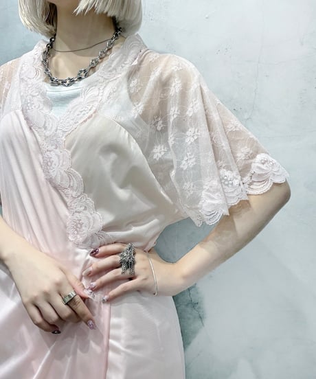 Made in USA Lace Sleeve Satin Robe LPI