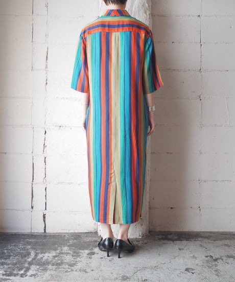 Multi Color Stripe Shirt Dress NV RE GN