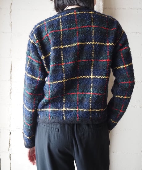 Tartan Plaid Knit Cardigan BKGN
