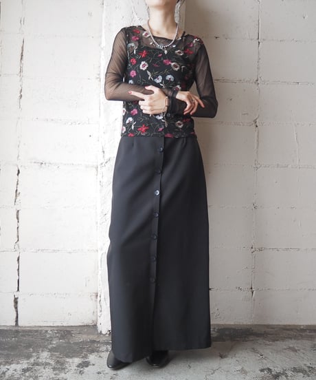 Floral Embroidery Tulle Top BKREYE