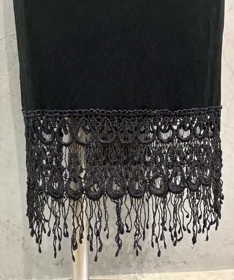 Fringe Lace Hem Spandex Easy Tight Skirt BK