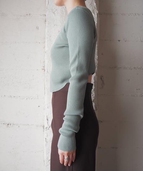 Curve Hem Cropped Rib Knit LGN