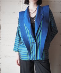 Thai Silk Striped Shirt with Wide Pintuck Collar GNBL