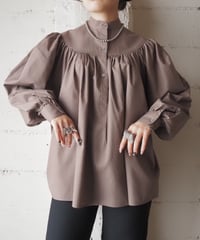 Liz Claiborne Stand Collar Gather Blouse BR