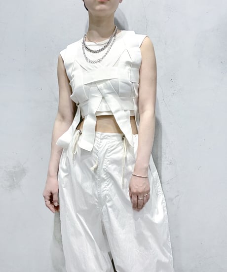 Woven Band Design Top WH
