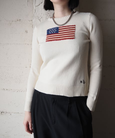 LAUREN Stars and Stripes Cotton Knit Sweater IV