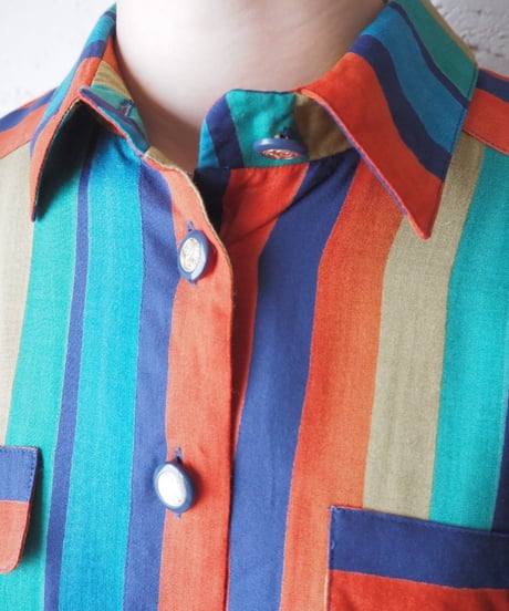 Multi Color Stripe Shirt Dress NV RE GN