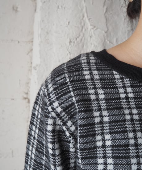 PRIMARK Check Cropped Knit BK WH