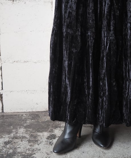 Made in USA Crushed Velvet Tiered Skirt BK