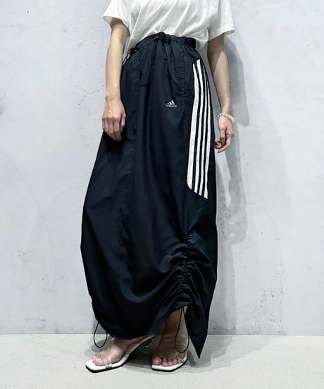 Remake adidas Drawstring Track Skirt BK WH