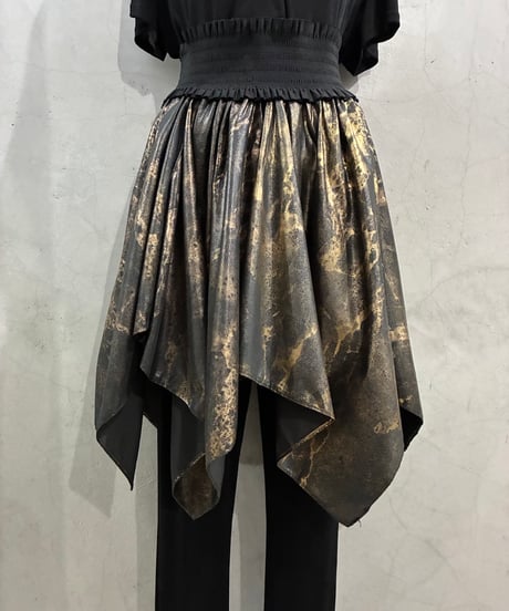 Metallic Marble Wrap Skirt GD BK