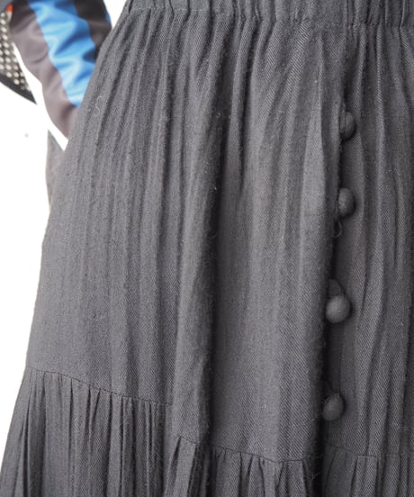 Made in USA Front Button Tiered Easy Skirt BK