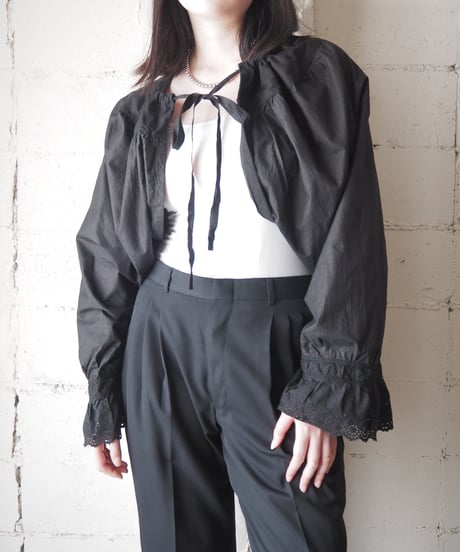 1910-20's Euro Satin Cotton Antique Drawers Blouse BK