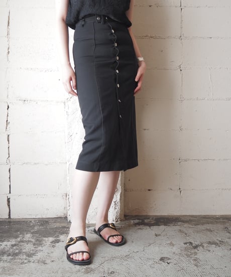 Front Button Tight Skirt BK