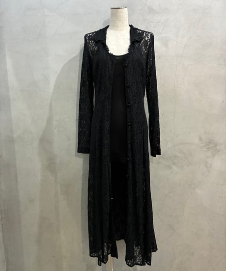 peek-a-boo Collar Lace Shirt Dress BK