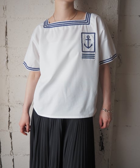 1980's French Navy Sailor Shirt WH NV