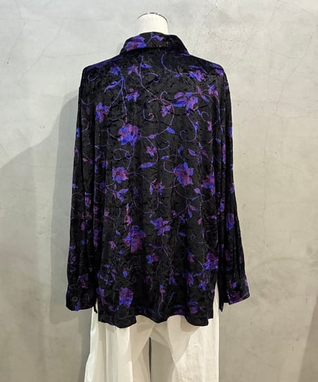 Velour Floral Pattern Shirt BK PUR