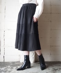 Tiered Pleats Easy Skirt BK