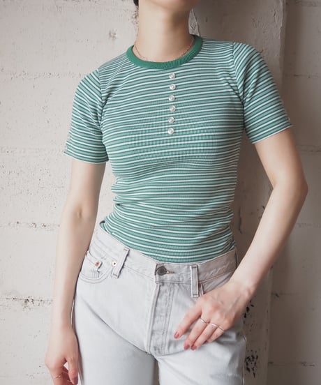 1960-70's Colleen Stripe Button Knit GNWH