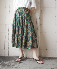 Stripe × Small Pattern Tiered Skirt NVGN