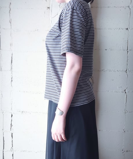 Multi Striped Crew Neck T-Shirt BK WH