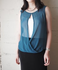 Crossed Design Sleeveless Blouse BL