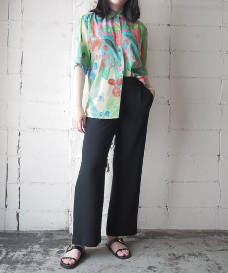 Water Color Print Short Sleeve Shirt YGN YE PI